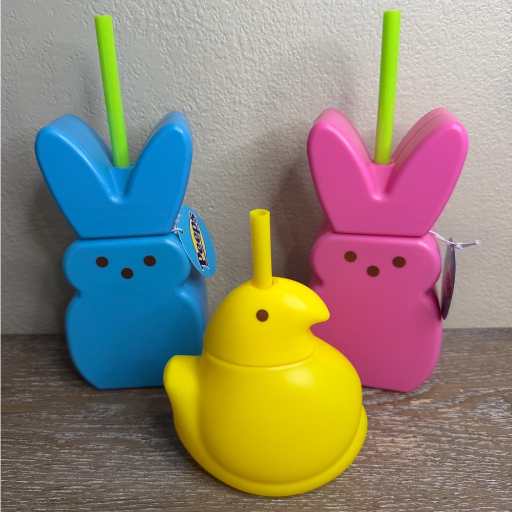 Peeps cup with straw Easter Set of 3